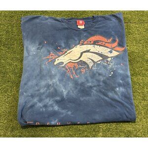 Vintage Denver Broncos shirt mens 2XL blue orange Y2K tie dye short sleeve 30